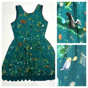 Antit Womens Sz P = S Forest Animal Garden Party Mini Dress